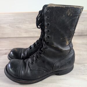 Vtg 1950's 60's US Black Military Cap Toe Combat Boots Sz 10 R KG Vintage